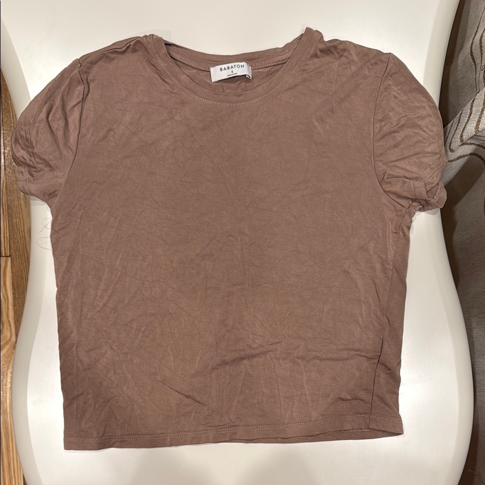 Aritzia Sandy Brown Short Sleeve Tee